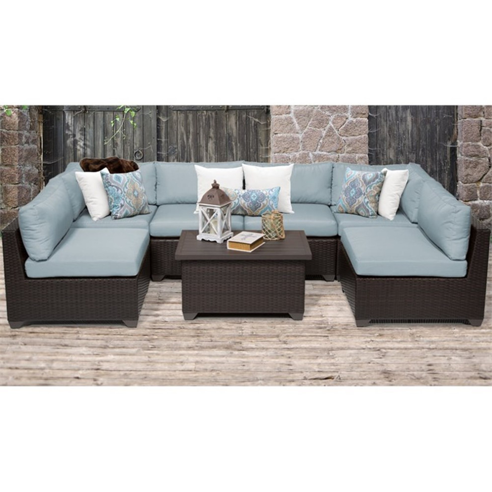 TK Classics Belle 7 Piece Outdoor Wicker Patio Furniture Set 07a in Spa   Outdoor Lounge Sets   by Homesquare  Houzz