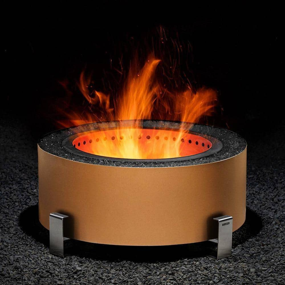 Breeo Luxeve Earth Rust With Black Glass Outdoor Smokeless Fire Pit BR-LE24-ETBL