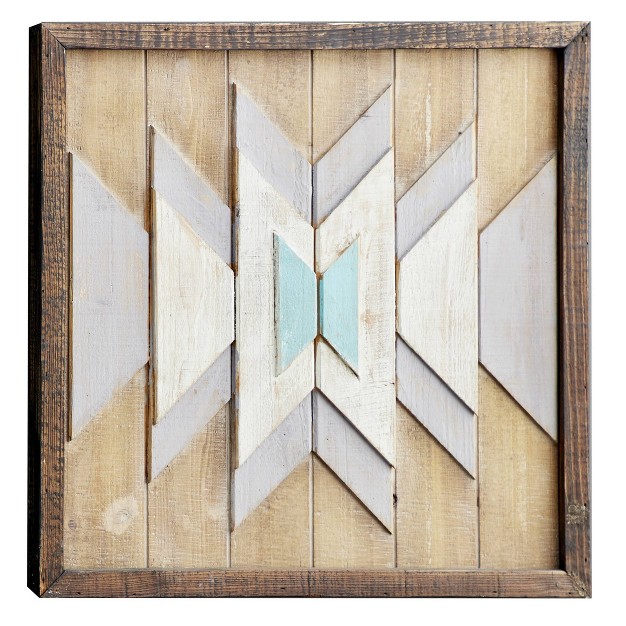 Wood Geometric Square Handmade Southwestern Wall Decor Brown Olivia amp May