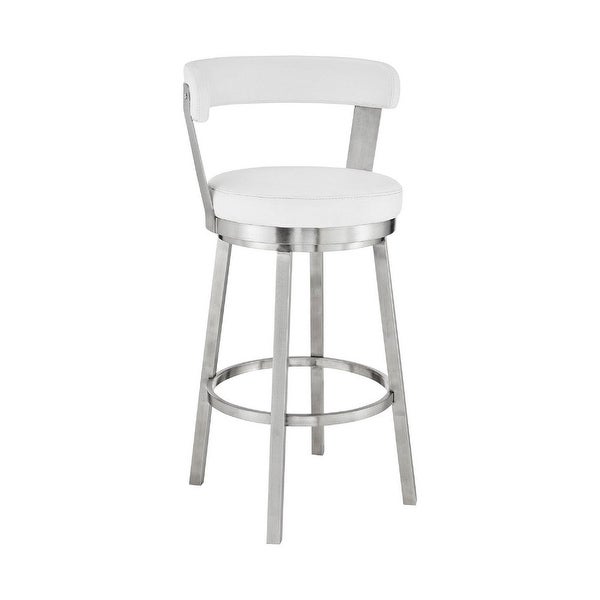 Swivel Counter Barstool with Curved Open Back and Metal Legs