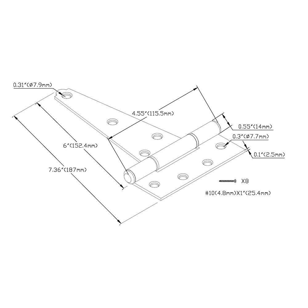 Everbilt 6 in. x 6 in. Zinc-Plated Heavy-Duty Tee Hinge 13618