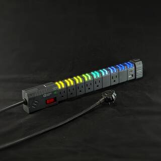 Commercial Electric 6 ft. 6-Outlet RGB Gaming Surge Protector with 1 USB-A and 1 USB-C SP-GN611