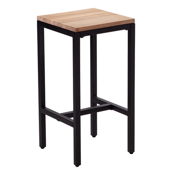 SEI Furniture Berhill Black Metal and Acacia Wood Bar Stools (Set of 2)