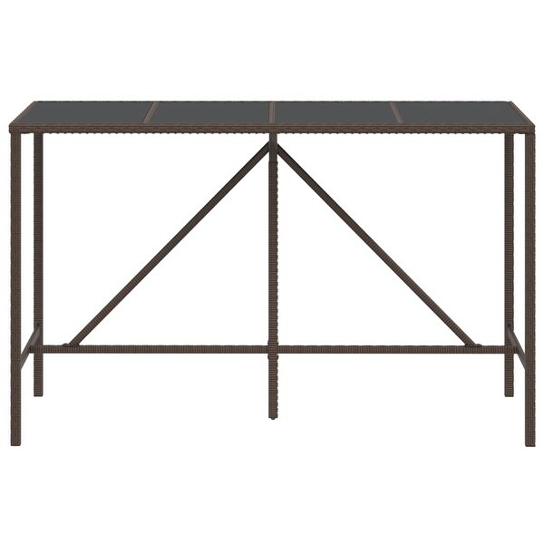 vidaXL Bar Table with Glass Top multisize and color Poly Rattan