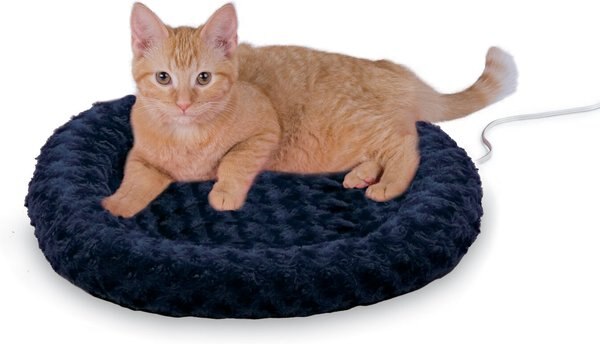 KandH Pet Products Thermo-Kitty Fashion Splash Indoor Heated Cat Bed， Blue