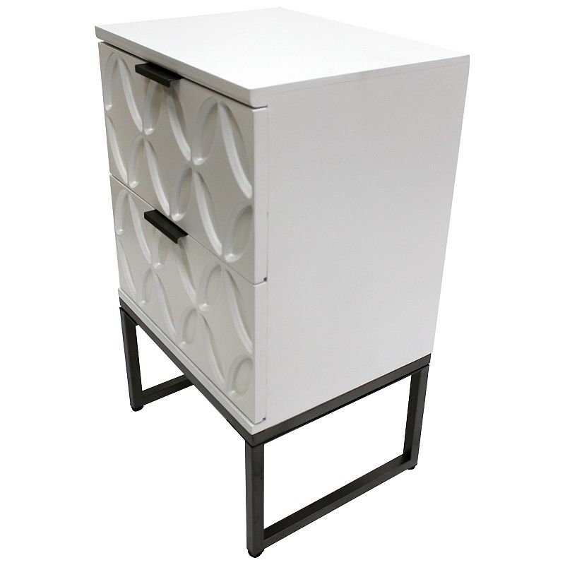 eHemco End Table Side Table with 2 Drawers and Metal Legs