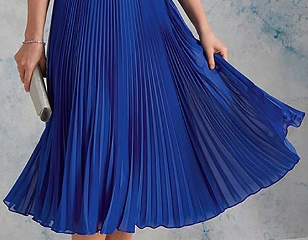 Women's A Line Dress Midi Dress Blue 3/4 Length Sleeve Embroidery Embroidered Layered Ruched Fall Winter Crew Neck Modern Mature 2022 S M L XL 2XL 3XL