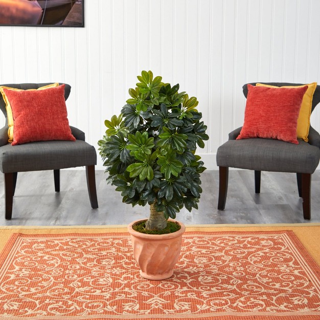 Nearly Natural 39-in Schefflera Artificial Tree In Terra-cotta Planter (real Touch)