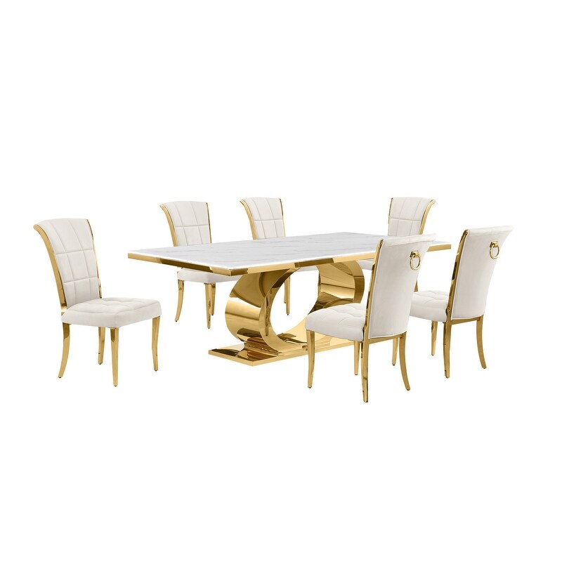 Best Quality Furniture D432/3 SC320 7 Dining Set with 87\