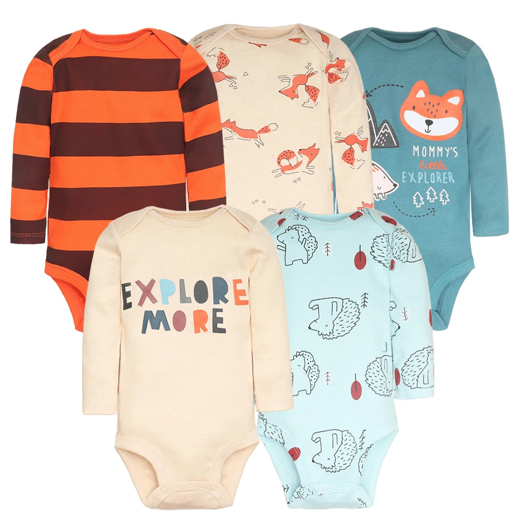 5PCS/Lot Newborn 100% Cotton Cartoon Baby Boys Clothes Bodysuits Girls Clothing Baby Girls Clothes Roupas de bebe 6-24 Month