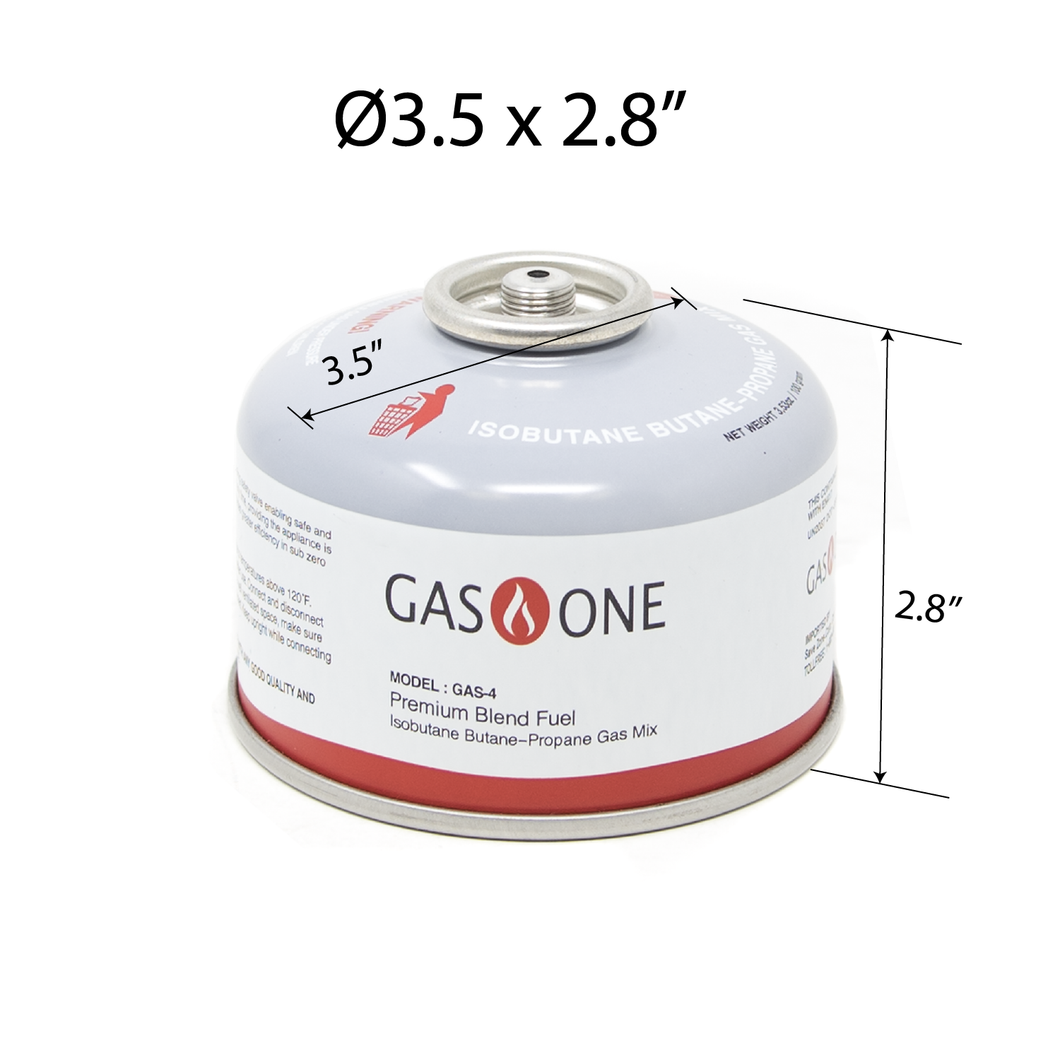 GasOne Isobutane Fuel Canister Camping Fuel Premium Blend 100g 3.53oz for Camp Stove and Isobutane Appliances (24 pc)