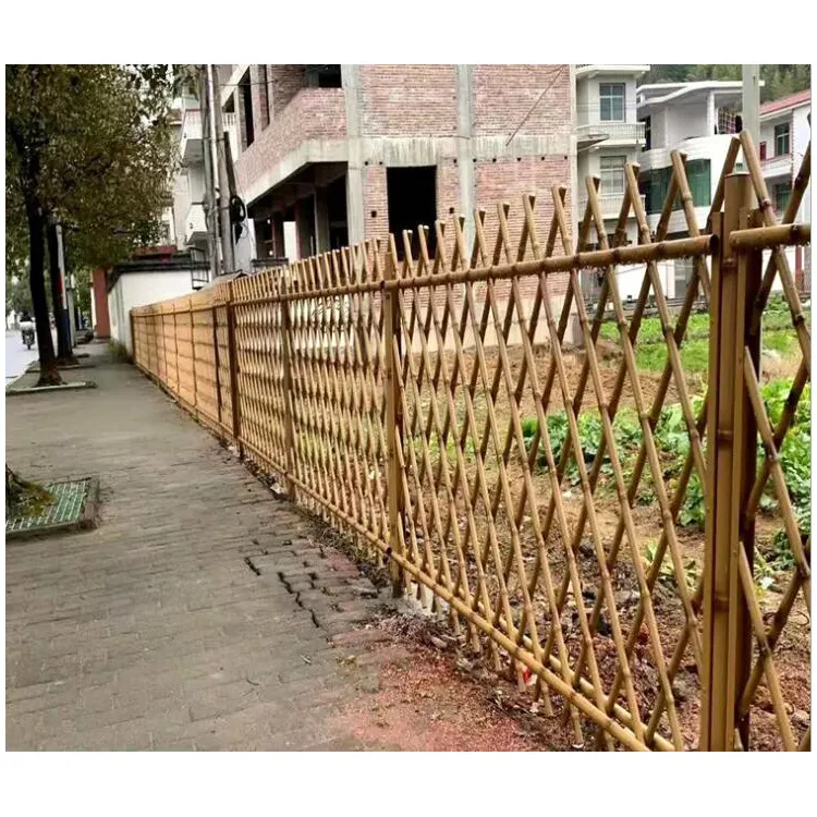 Eco friendly Handcrafted Retractable Natural  Color Split Bamboo Lattice Trellis/