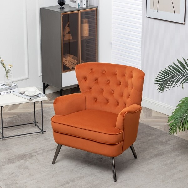 Modern Fabric Button Tufted Accent Chair with Arms