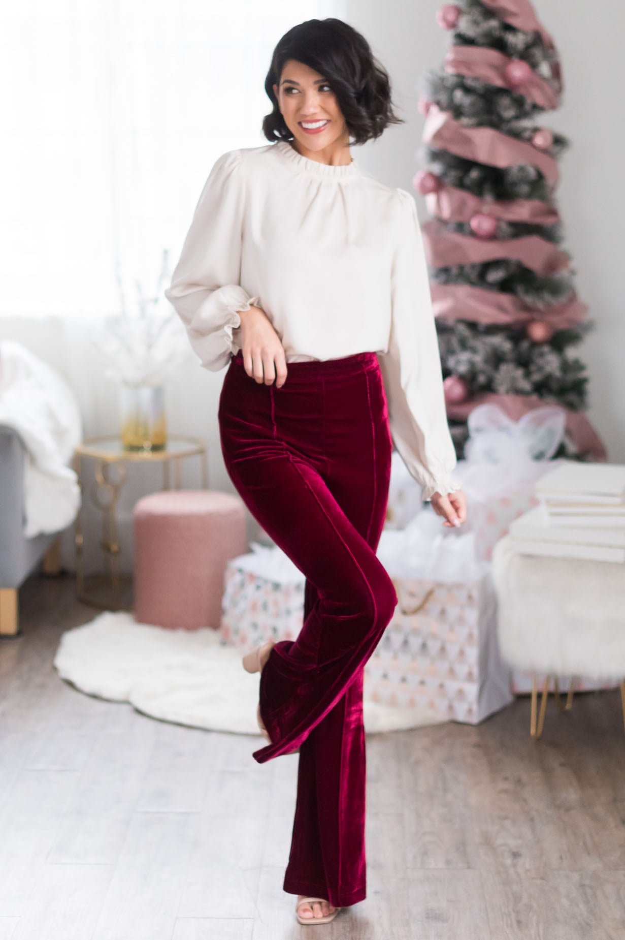 Cheerful Velvet Flare Pants