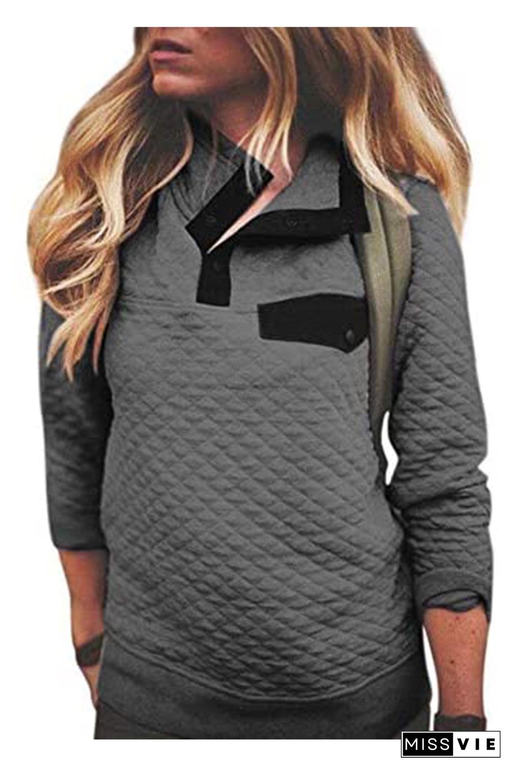 Button Up Quilted Sweatshirts Wholesale