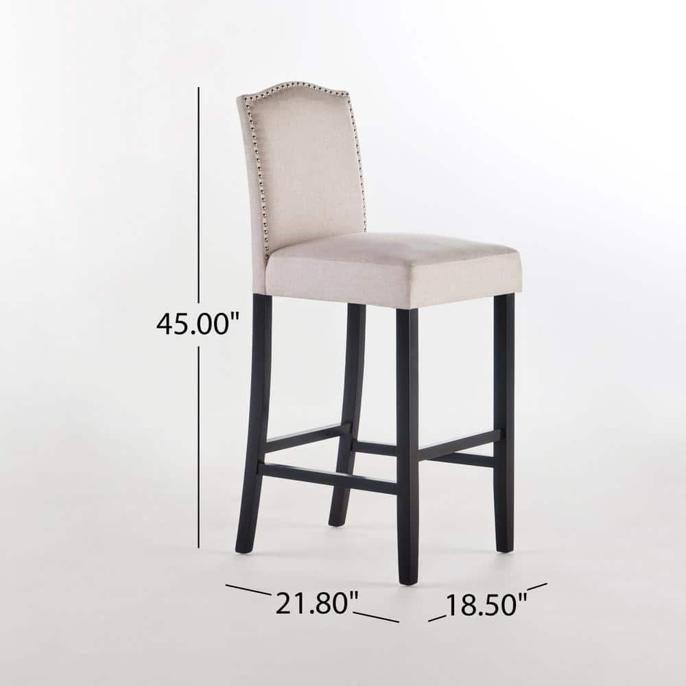 Noble House Darren 45 in. Wheat Upholstered Bar Stool (Set of 2) 21180