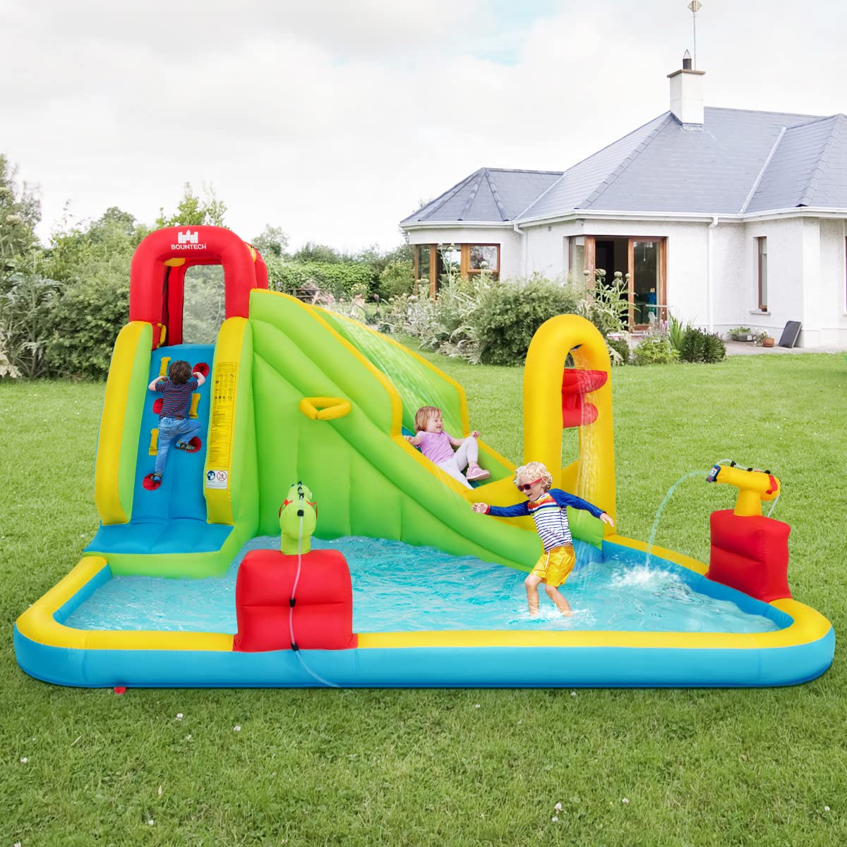 Costzon Inflatable Water Slide, 7-in-1 Giant Water Slide Bouncer Park with Blower