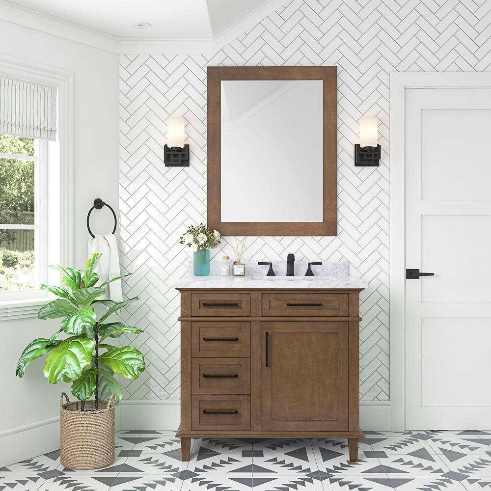 Home Decorators Collection Sonoma 36 in. W x 22 in. D x 34 in. H Bath Vanity in Almond Latte with White Carrara Marble Top Sonoma 36AL