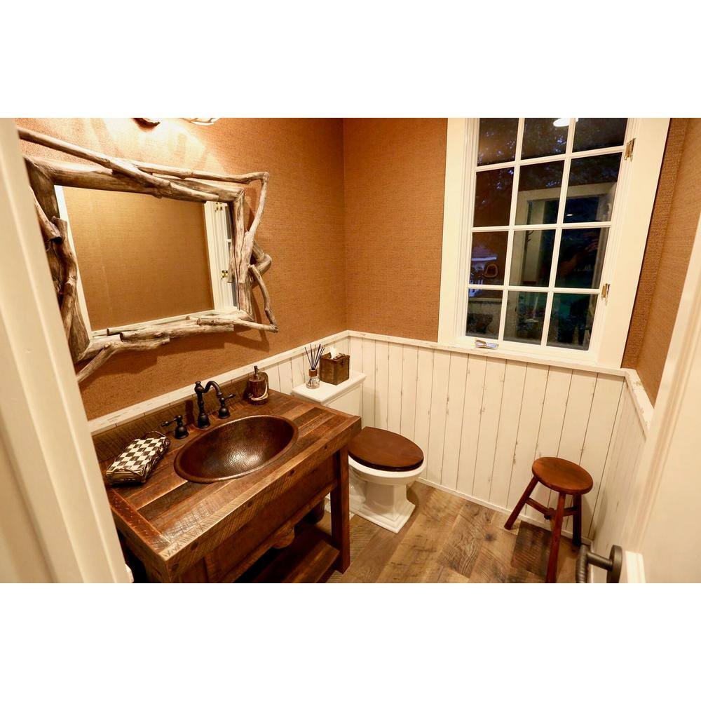 Premier Copper Products Self-Rimming Master Bath Oval Hammered Copper Bathroom Sink in Oil Rubbed Bronze LO20RDB