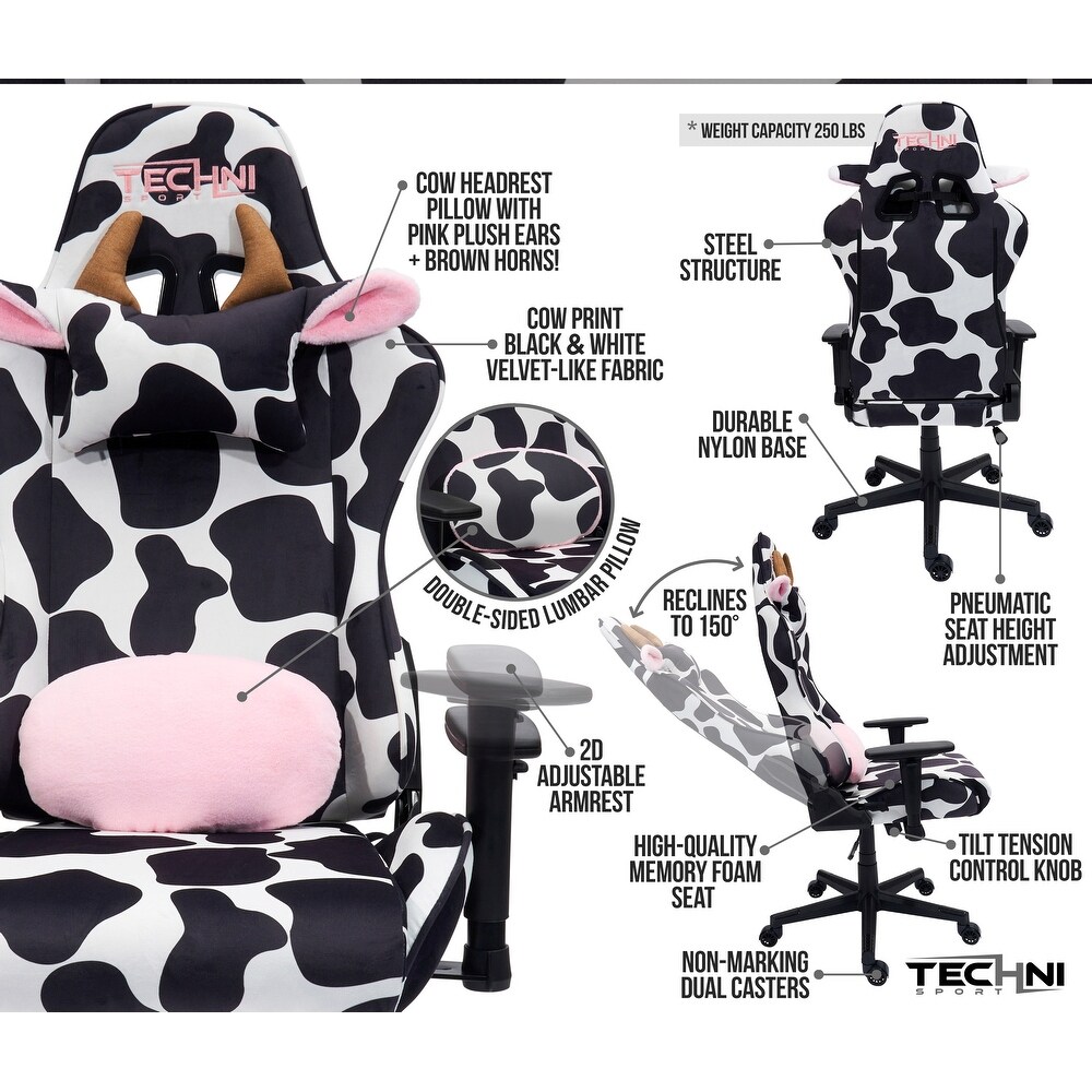 Fun Cow Print Luxx Series Adjustable Gaming Chair