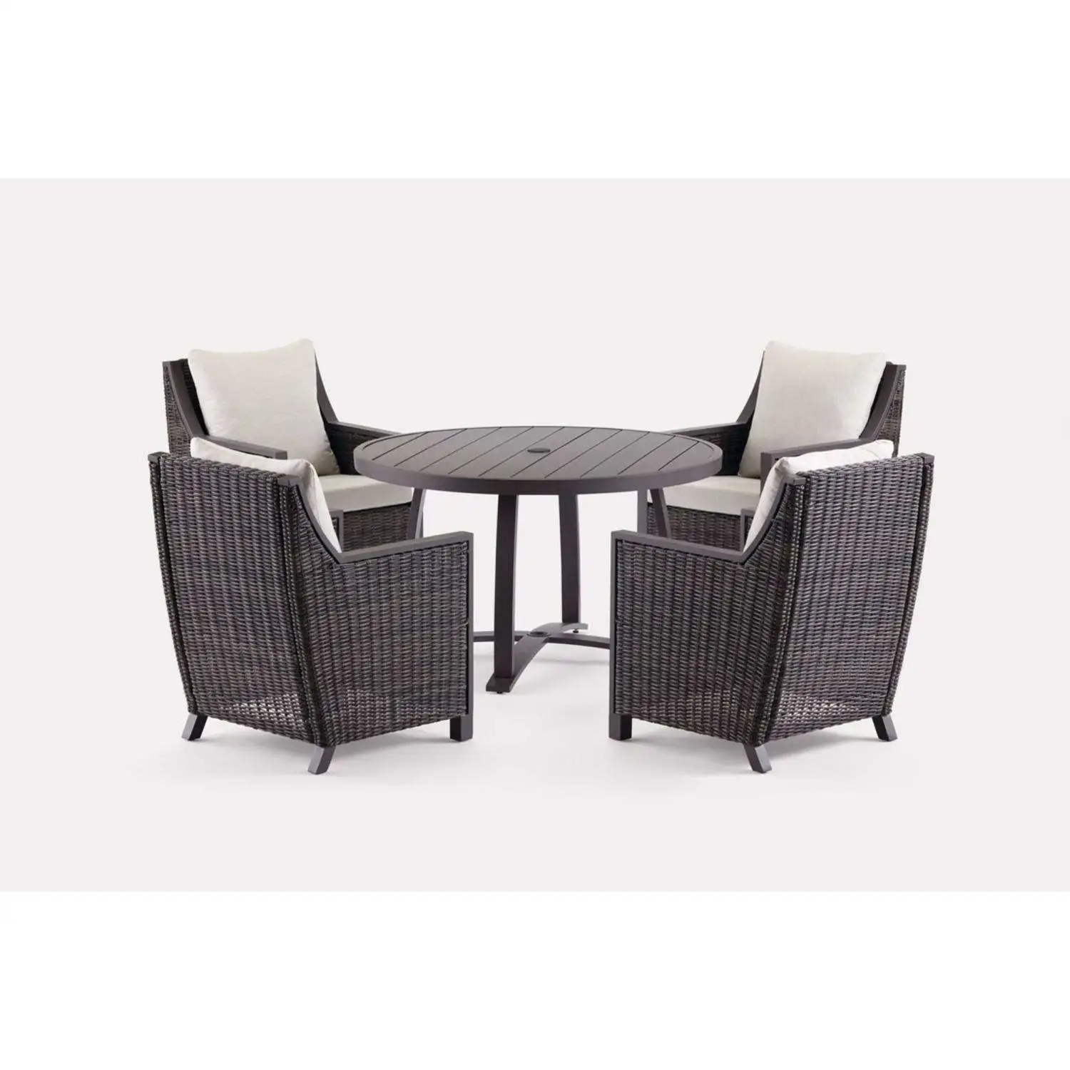 Fullerton 5 pc Brown Aluminum Wicker Dining Set Tan