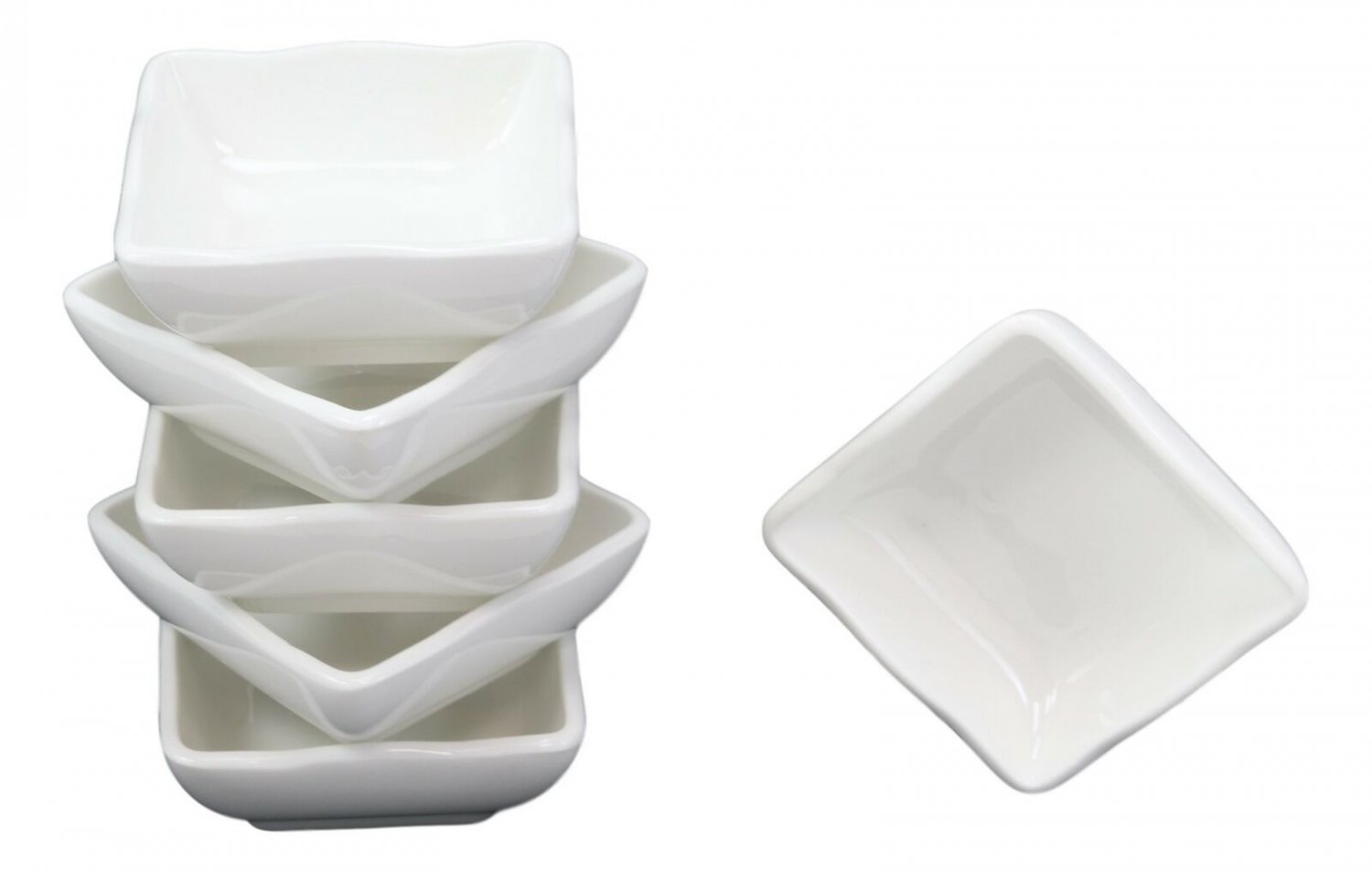 1 White Porcelain Condiments Soy Sauce Dipping Bowls Dishes Set Of 6 EBR02