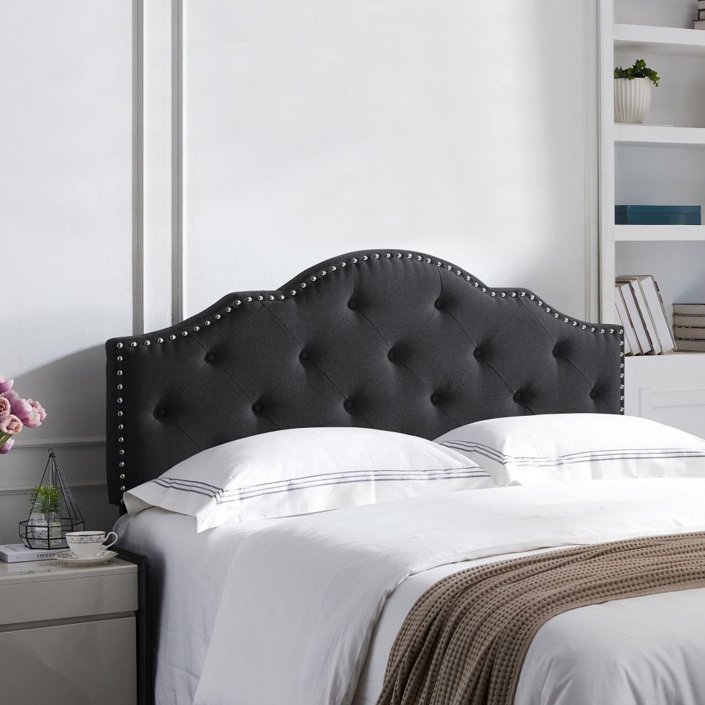 Sharon Contemporary Upholstered Queen/Full Headboard   Transitional   Headboards   by GDFStudio  Houzz