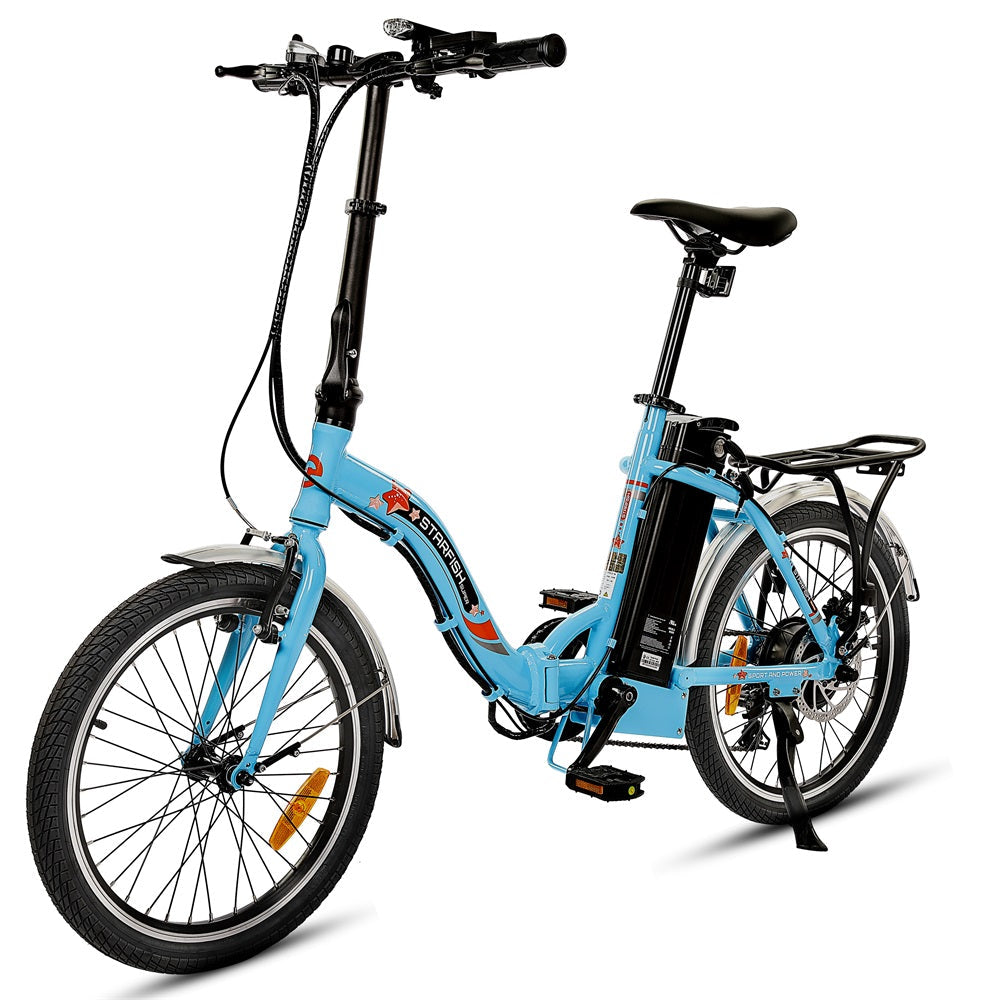 Ecotric Starfish Lightweight Folding & Easy To Carry Long Distance Step Thru Electric Bike For Shorter Commute, Leisure, and Trail Riders