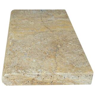 MSI 12 in. x 24 in. x 2 in. Tuscany Scabas Gold Brushed Travertine Pool Coping (2 sq. ft.) LCOPTSCA1224HUF