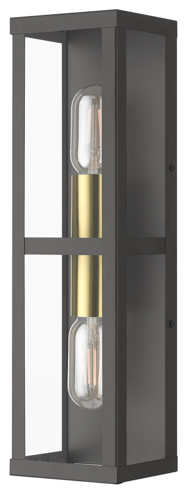 1 Light Bronze Outdoor ADA Wall Lantern  Antique Gold Finish Accents   Contemporary   Outdoor Wall Lights And Sconces   by Livex Lighting Inc.  Houzz