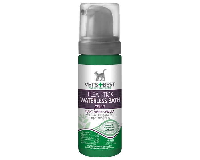 Vets Best Flea + Tick Waterless Bath for CATS， 5 oz - 3165810521