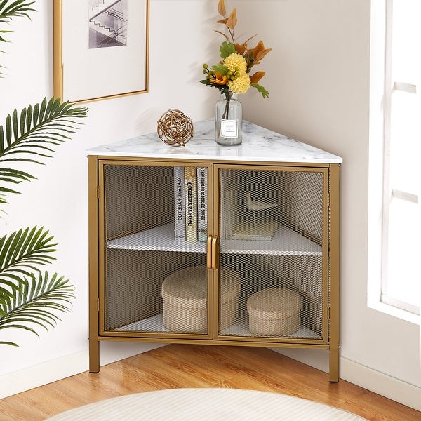 Modern Triangle Corner Side Table/End Table with 3-tier Shelf