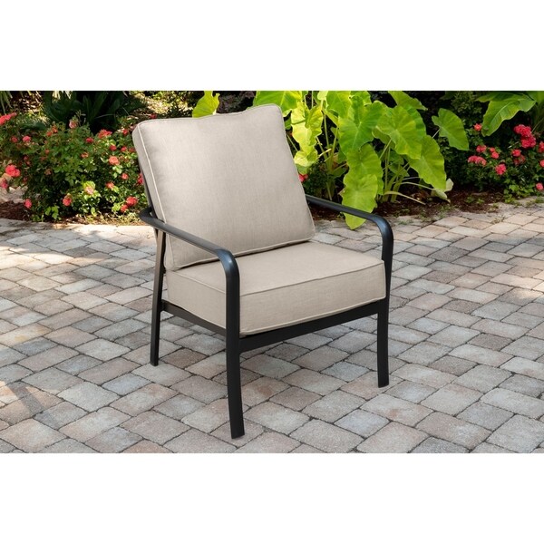 Hanover Cortino 5Piece CommercialGrade Patio Seating Set with 2 Cushioned Club Chairs，Sofa，and Coffee and Side Table