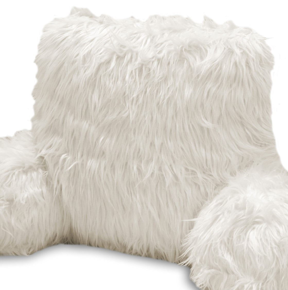 Urban Shop Ivory Mongolian Faux Fur Backrest Lounger Pillow, 21 in x 13 in