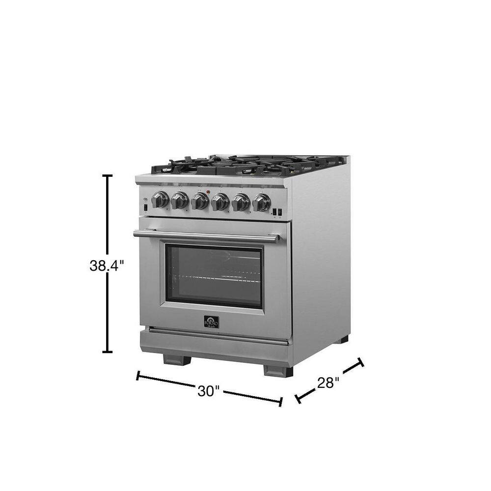 Forno Capriasca 30 in. 4.32 cu. ft. Gas Range with 5 Gas Burners Oven in Stainless Steel FFSGS6260-30