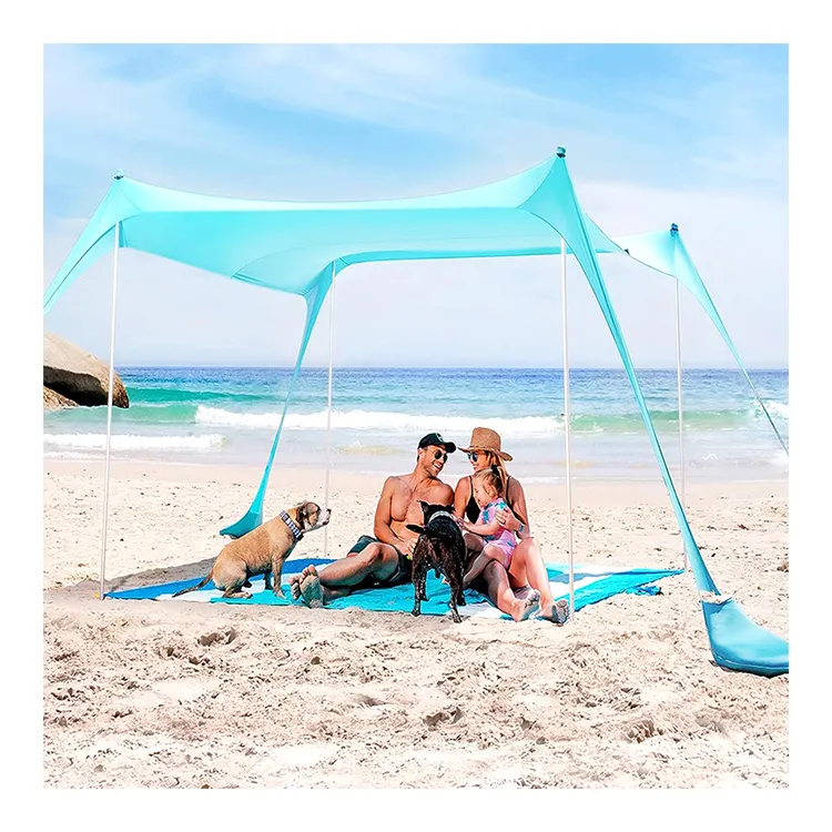 Outdoor Camping canopy sun shelter beach pop up beach tent with 4 aluminum poles