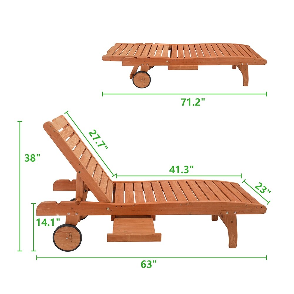 Outdoor Two Speed Adjustment Chaise Lounge with Wheels and Drawers