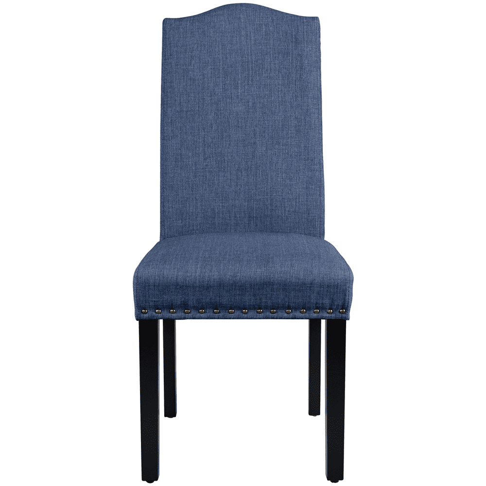 Yaheetech Set of 2 Classic Dining Chair Fabric Upholstered Kitchen Chair with Nailhead Trim Solid Wood Legs， Blue