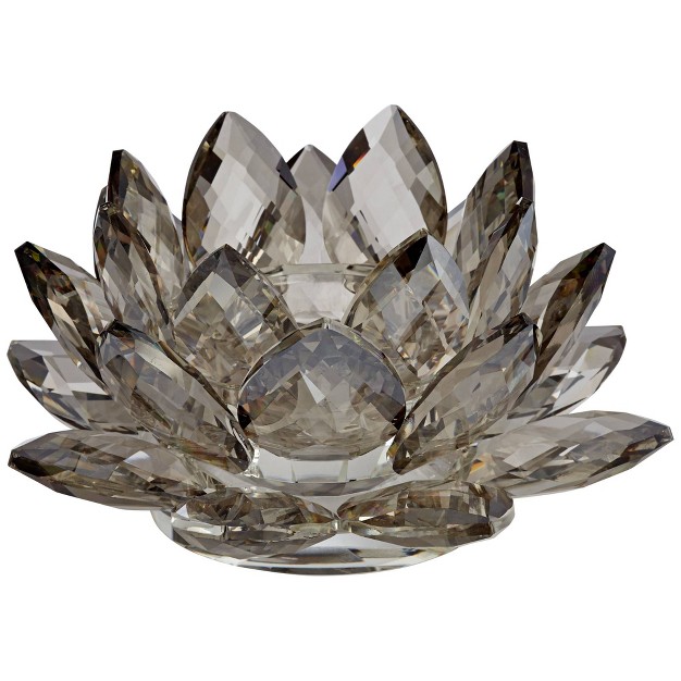 Wide Crystal Lotus Candle Holder