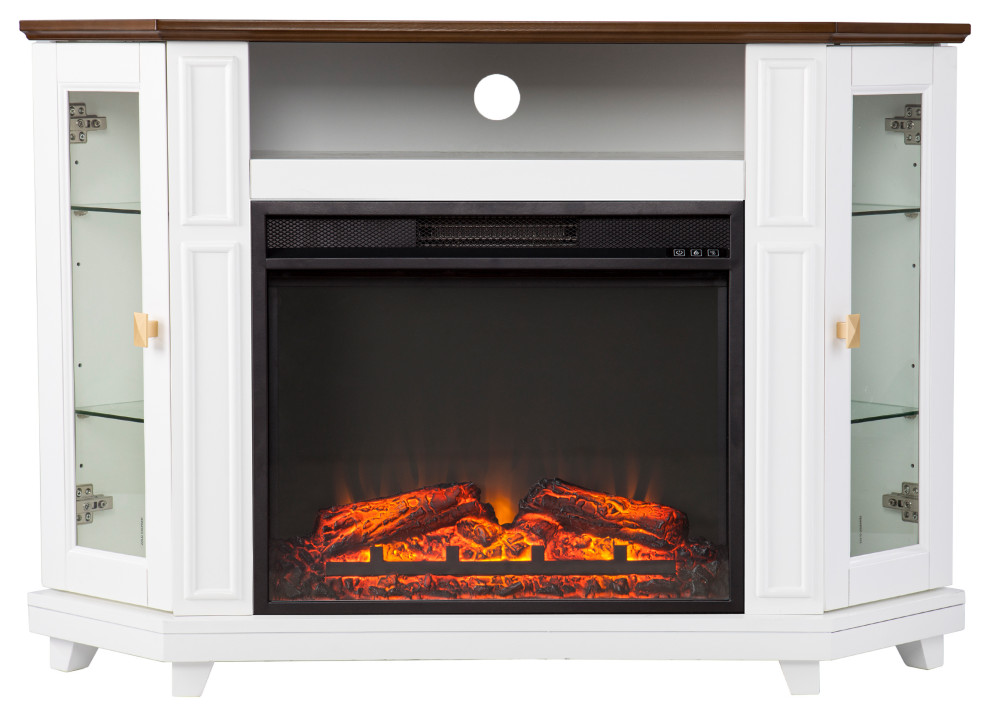 Willesden Base Electric Media Fireplace With Storage   Transitional   Entertainment Centers And Tv Stands   by SEI  Houzz