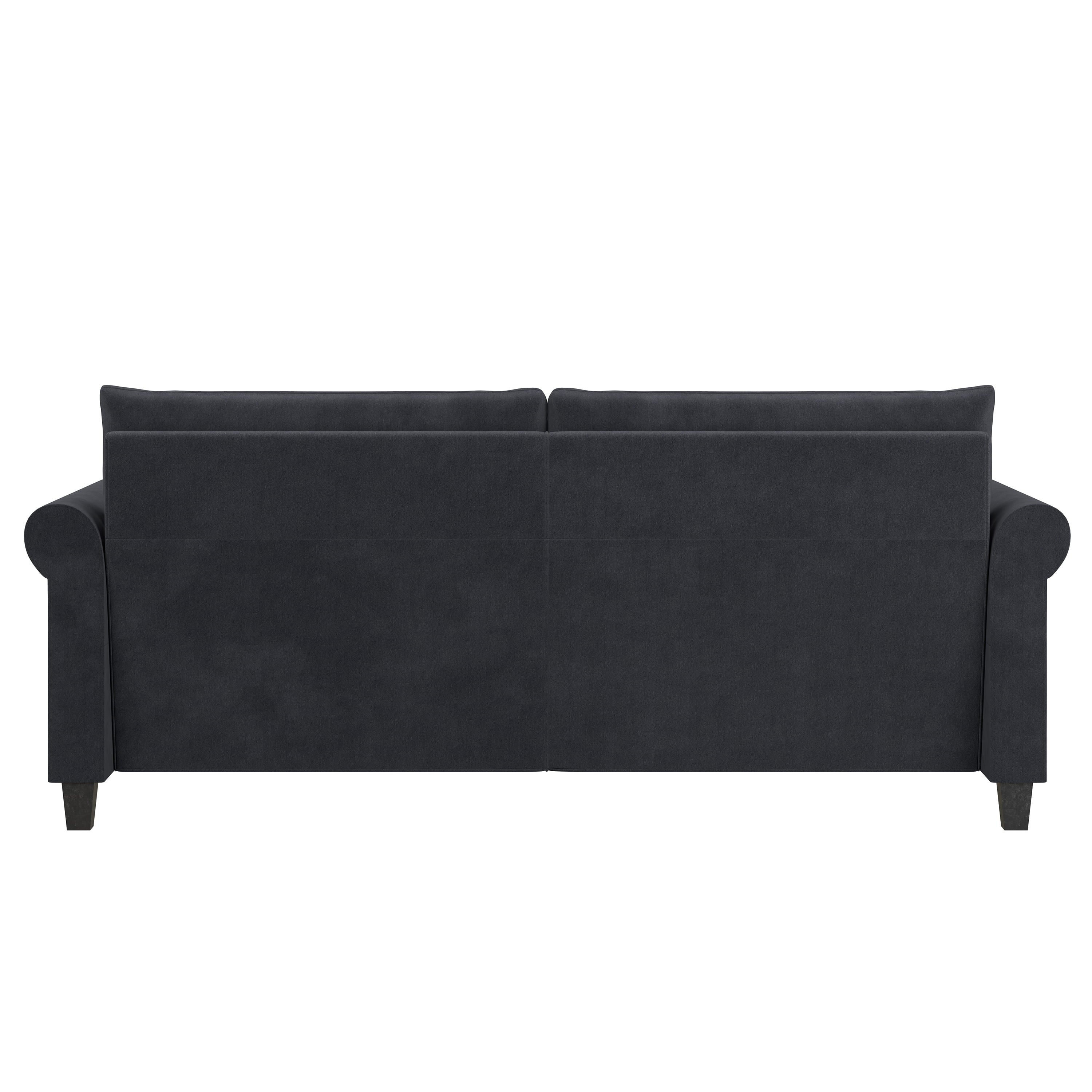 Lifestyle Solutions Fallon Sofa with Nail Head Trim, Charcoal Microfiber