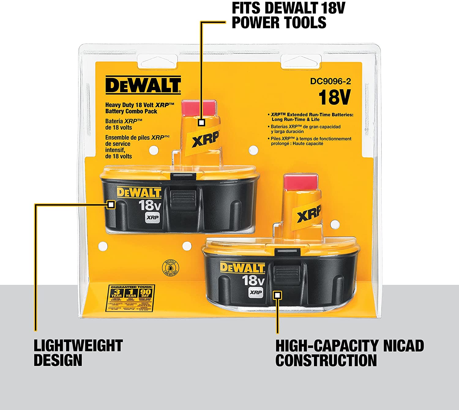 DW 18V Battery， XRP， Combo Pack (DC9096-2)