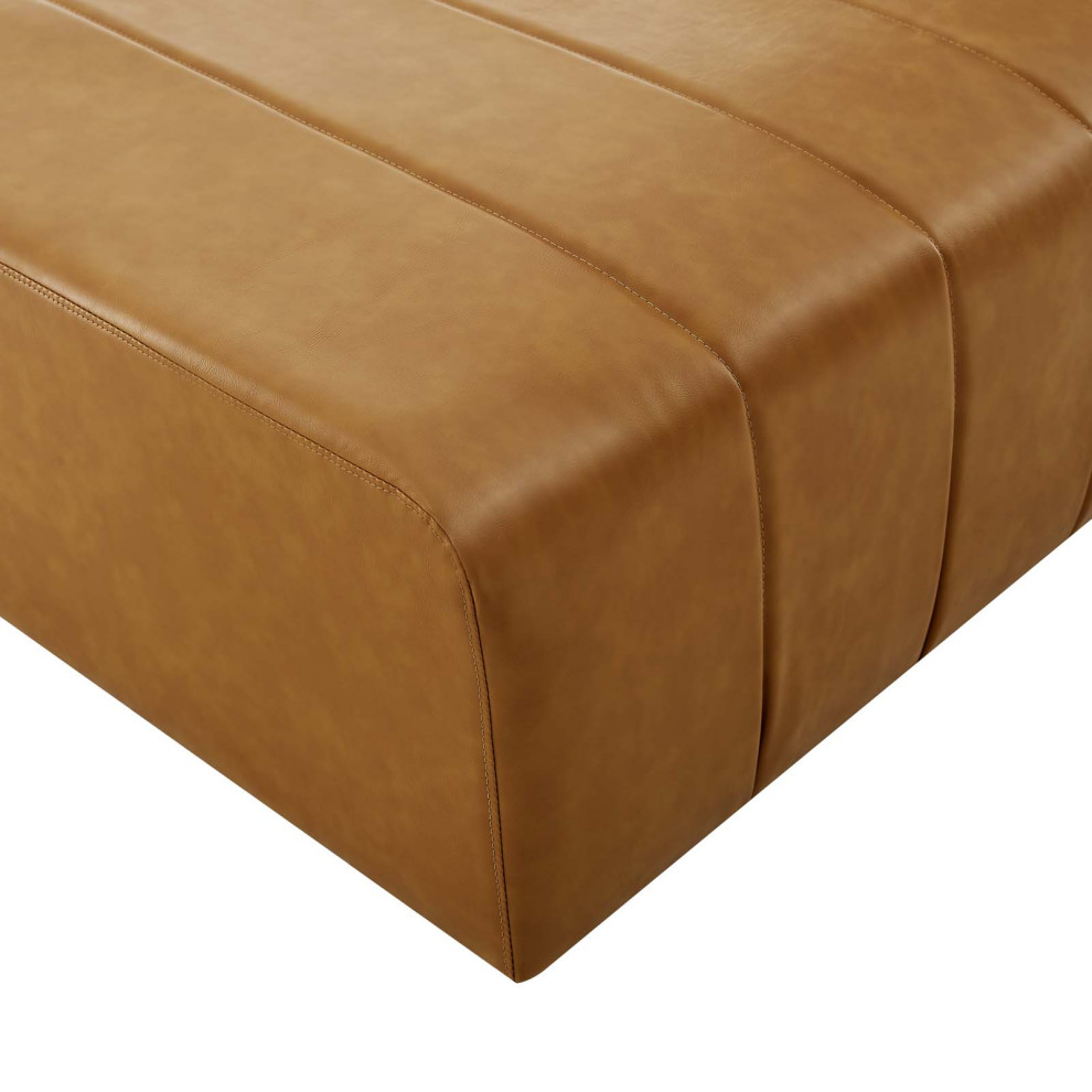 Bartlett Vegan Leather Ottoman  Tan   Contemporary   Footstools And Ottomans   by Homesquare  Houzz