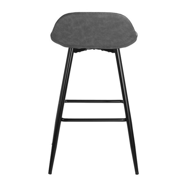 Cortesi Home Rain Counterstools with Faux Leather， Black Base (Set of 2)