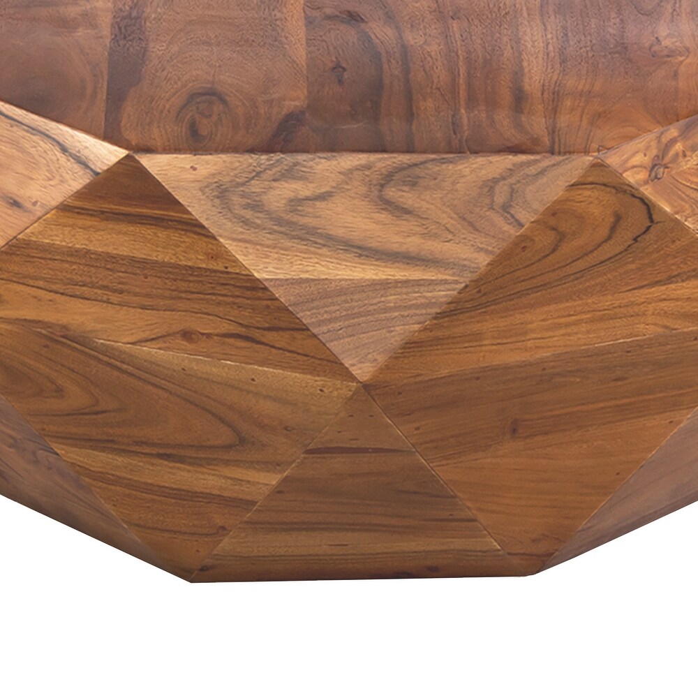 Diamond Shape Acacia Wood Coffee Table With Smooth Top  Dark Brown