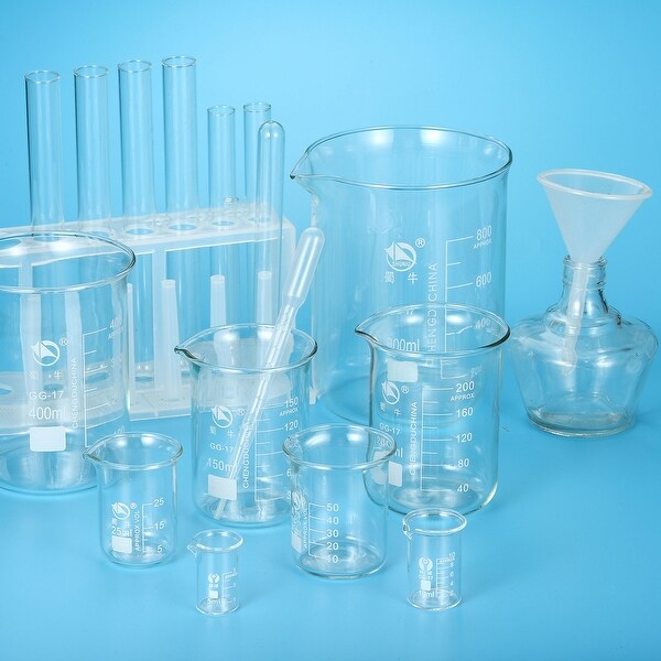 2pcs 200ml Low Form Glass Beaker 3.3 Borosilicate Lab Measuring Cups - Clear