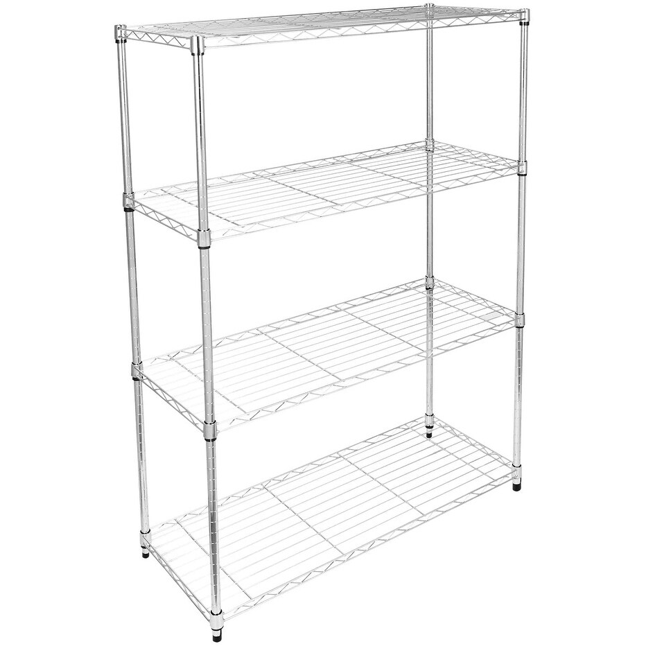 Heavy 4 Shelf Shelving Unit with Wheel and Adjustable Feet Storage Rack for Office Kitchen Bathroom ( 36\