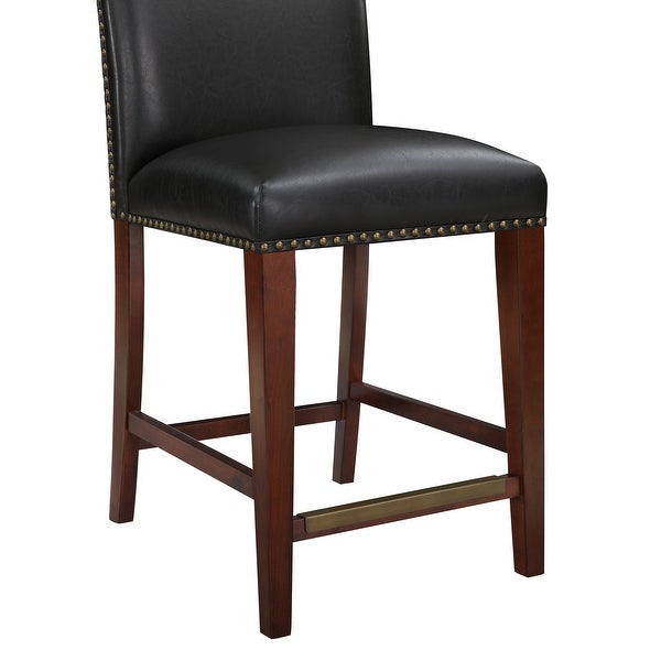 Britton Stationary Faux Leather Counter Stool with Nail Heads by Greyson Living