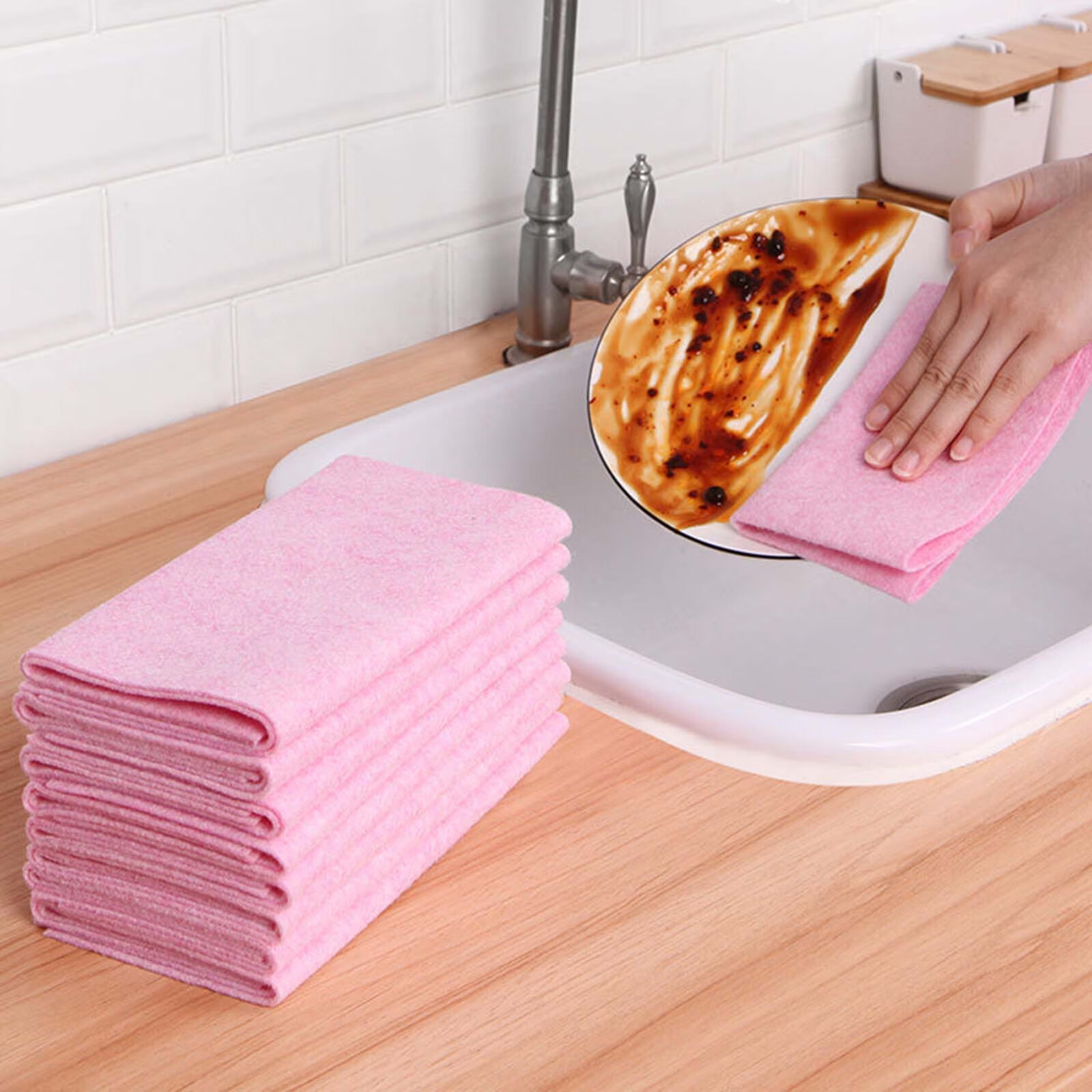 A07 Wipes 5 PCS Reusable Cleaning Cloths Machine Washable Quick Dry Kitchen Towel Absorbent Cleaning Cloth For Kitchen Bathroom Cars And Cleaning Counters Assorted