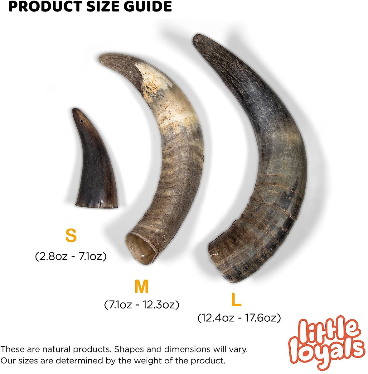 Little Loyals Grade AA Premium Cattle Horn Dog Chew， Medium